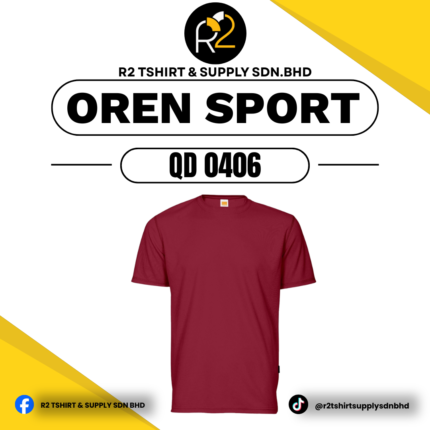 OREN Sport Quick Dry Plain T-Shirt QD04 – MAROON