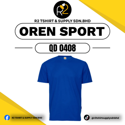 OREN Sport Quick Dry Plain T-Shirt QD04 – ROYAL BLUE